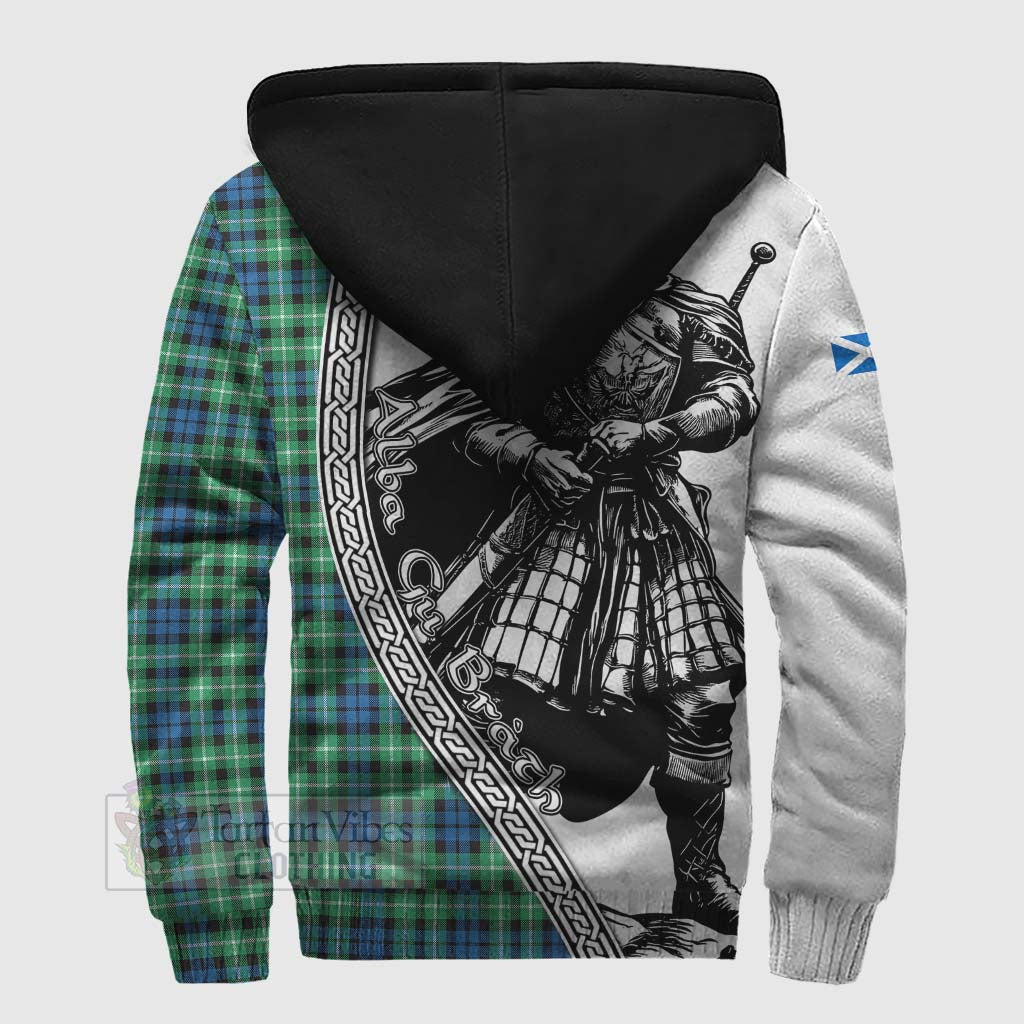 Tartan Vibes Clothing Graham Tartan Clan Crest Sherpa Hoodie with Highlander Warrior Celtic Style