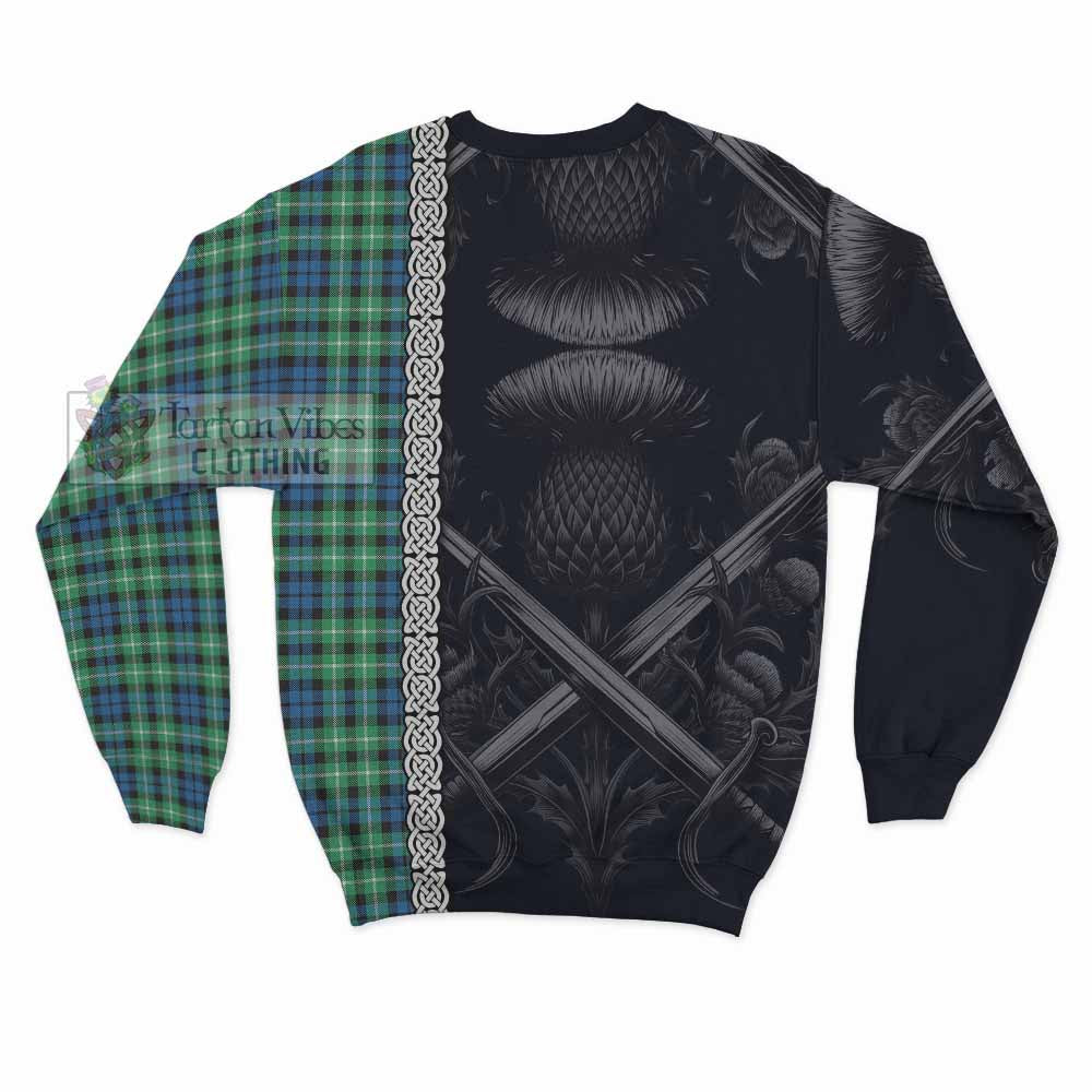Tartan Vibes Clothing Graham Tartan Sweatshirt with Family Crest Cross Sword Thistle Celtic Vibes