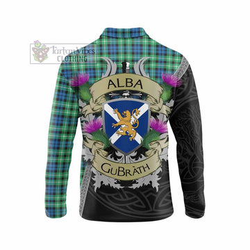 Tartan Vibes Clothing Graham Tartan Family Crest Long Sleeve Polo Shirt Lion Rampant Royal Thistle Shield Celtic Inspired