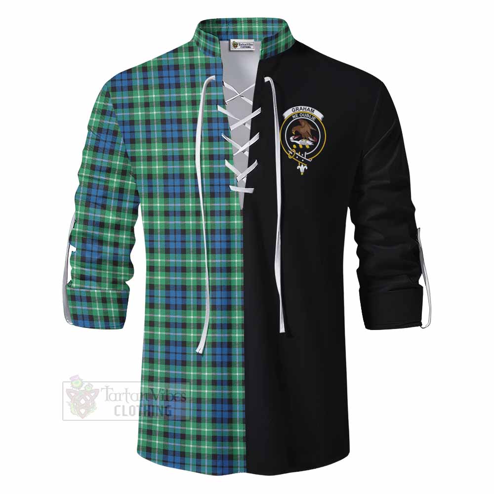 Tartan Vibes Clothing Graham Tartan Ghillie Kilt Shirt with Family Crest and Half Of Me Style