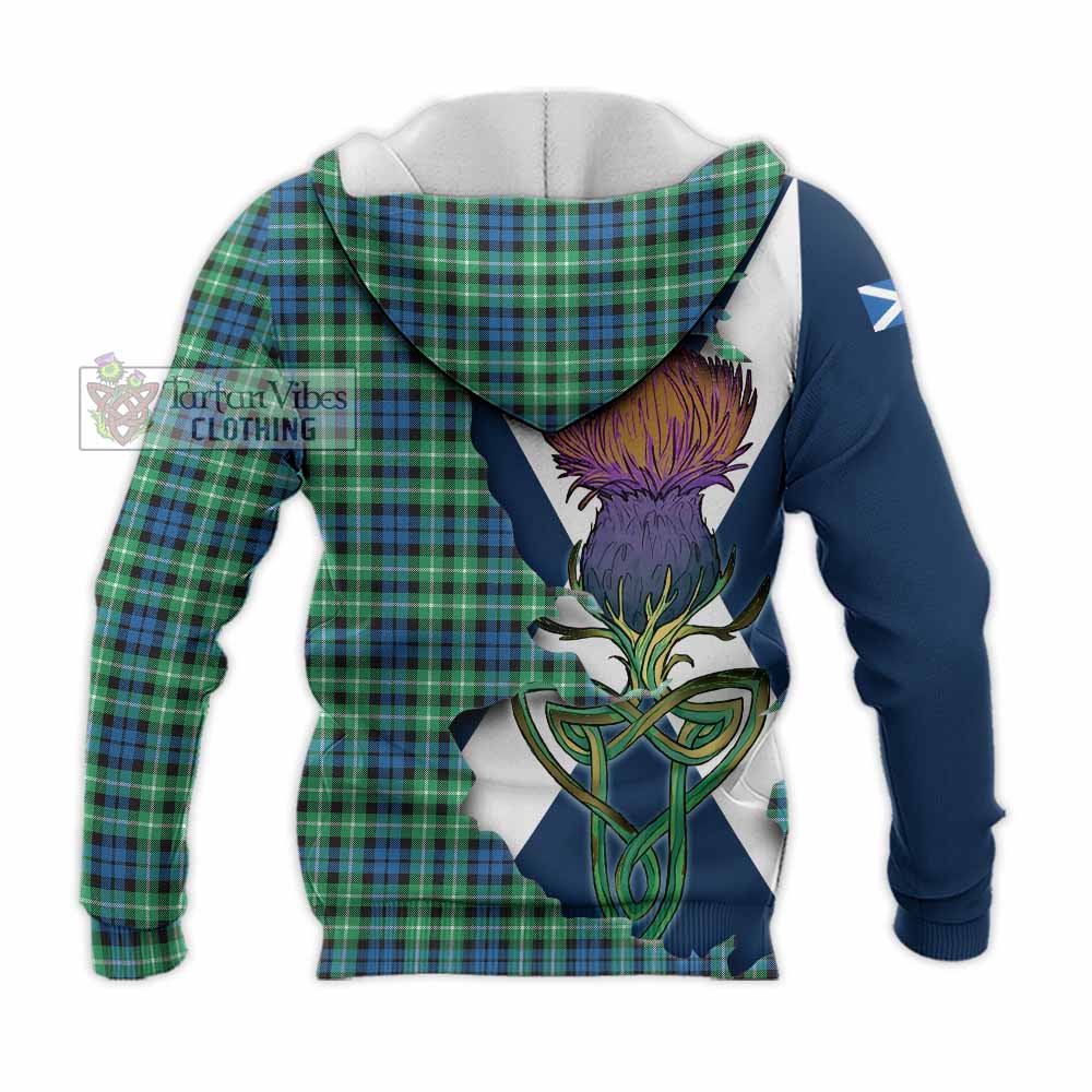 Tartan Vibes Clothing Graham Tartan Family Crest Knitted Hoodie Scottish Thistle Celtic Inspired