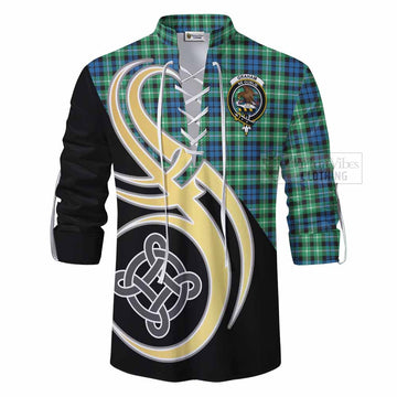 Tartan Vibes Clothing Graham Tartan Ghillie Kilt Shirt with Family Crest and Celtic Symbol Style
