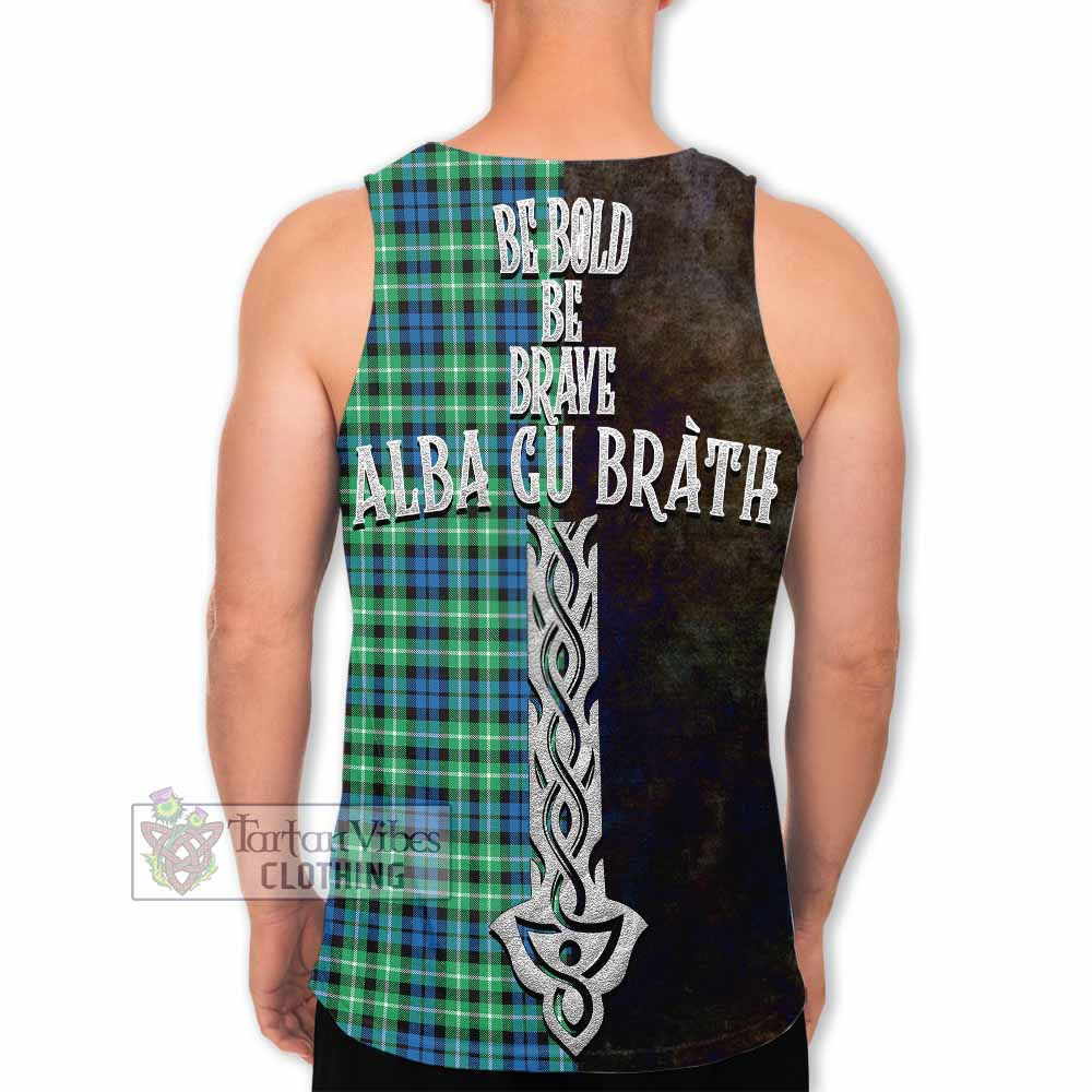 Tartan Vibes Clothing Graham Tartan Family Crest Men's Tank Top Alba Gu Brath Be Brave Lion Ancient Style