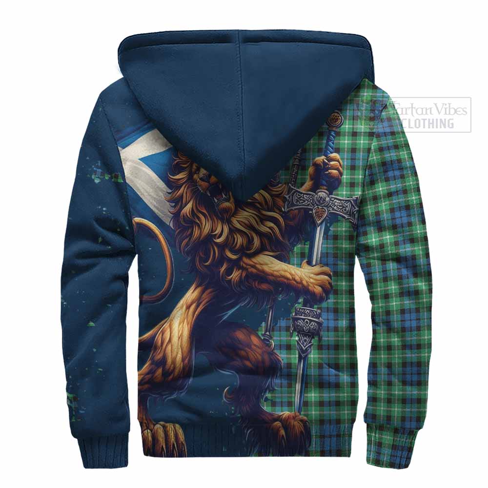 Tartan Vibes Clothing Graham Tartan Family Crest Sherpa Hoodie with Scottish Majestic Lion