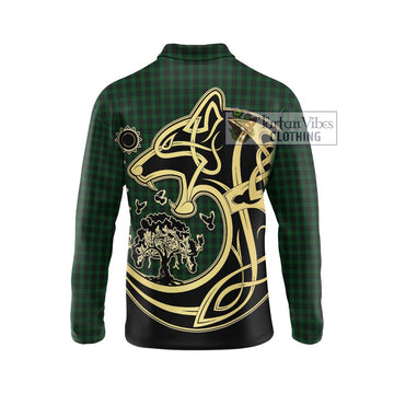 Graham Tartan Long Sleeve Polo Shirt with Family Crest Celtic Wolf Style - Tartanvibesclothing Shop