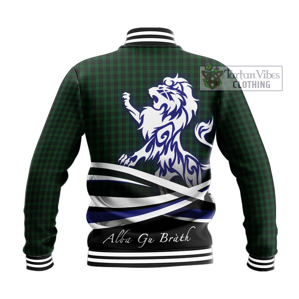 Graham Tartan Baseball Jacket with Alba Gu Brath Regal Lion Emblem - Tartan Vibes Clothing