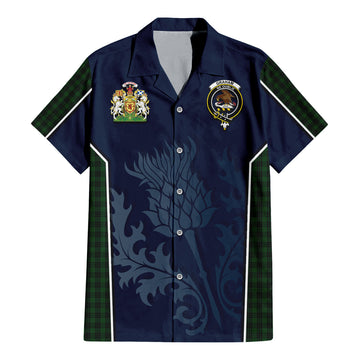 Graham Tartan Short Sleeve Button Up Shirt with Family Crest and Scottish Thistle Vibes Sport Style