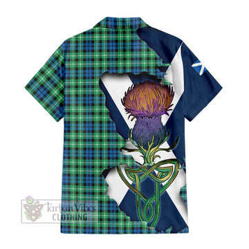Tartan Vibes Clothing Graham Tartan Family Crest Short Sleeve Button Shirt Scottish Thistle Celtic Inspired