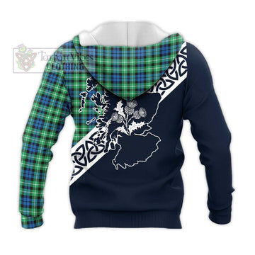 Tartan Vibes Clothing Graham Tartan Knitted Hoodie Featuring Thistle and Scotland Map