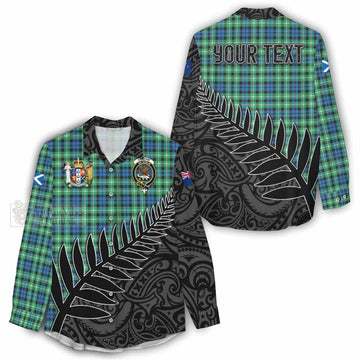 Graham Crest Tartan Women's Casual Shirt with New Zealand Silver Fern Half Style