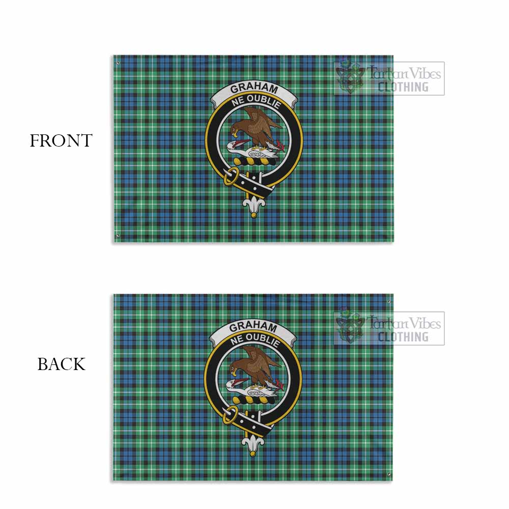Tartan Vibes Clothing Graham Tartan House Flag with Family Crest