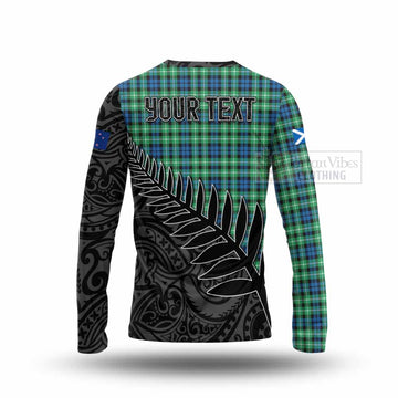 Tartan Vibes Clothing Graham Crest Tartan Long Sleeve T-Shirt with New Zealand Silver Fern Half Style