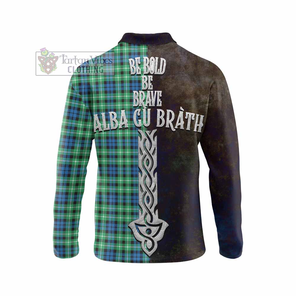 Tartan Vibes Clothing Graham Tartan Family Crest Long Sleeve Polo Shirt Alba Gu Brath Be Brave Lion Ancient Style