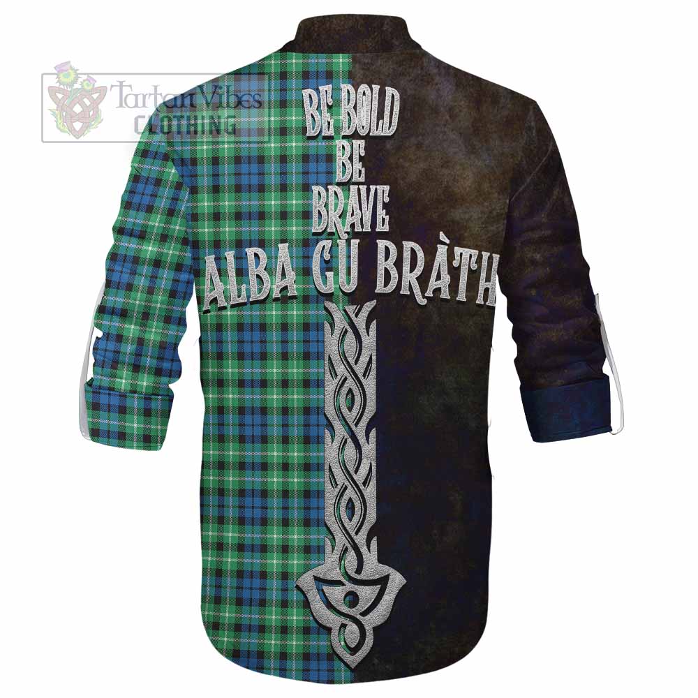 Tartan Vibes Clothing Graham Tartan Family Crest Ghillie Kilt Shirt Alba Gu Brath Be Brave Lion Ancient Style
