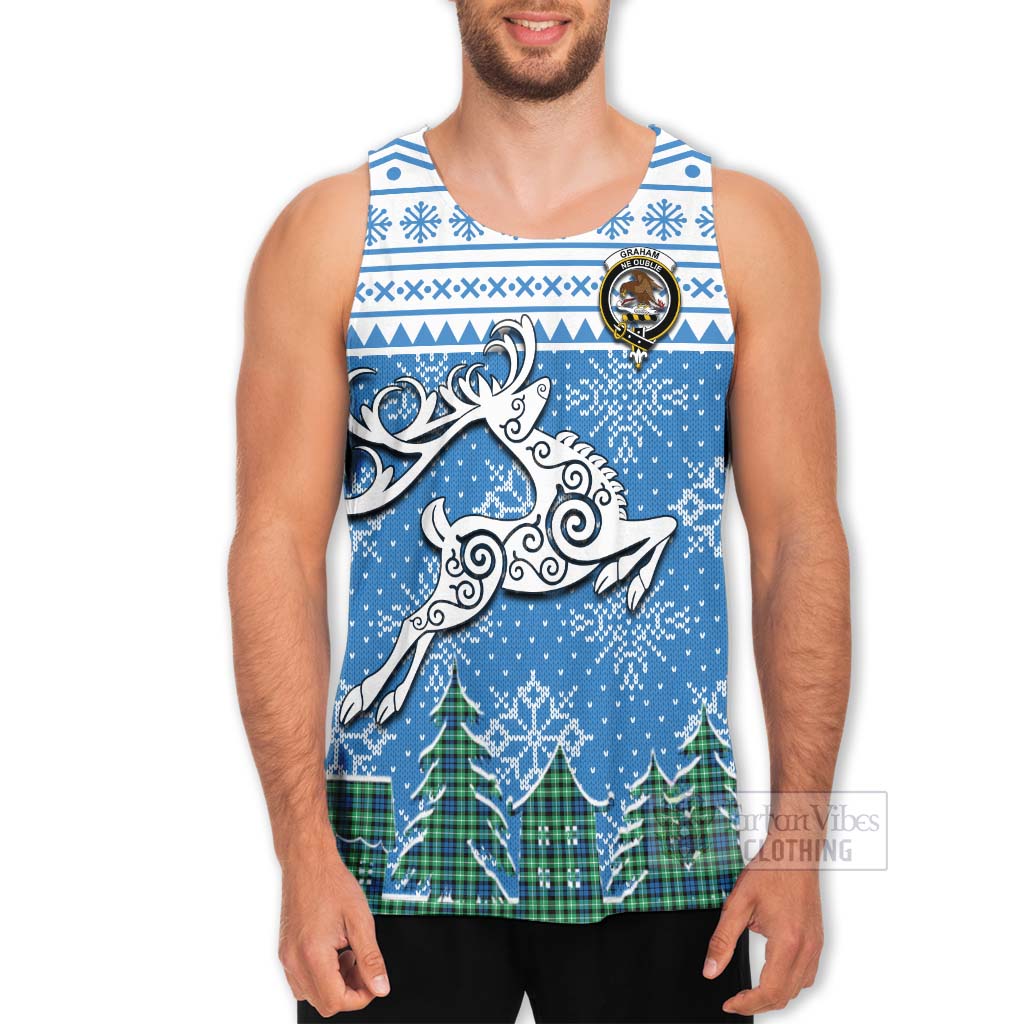 Tartan Vibes Clothing Graham Clan Christmas Men's Tank Top Celtic Reindeer Style