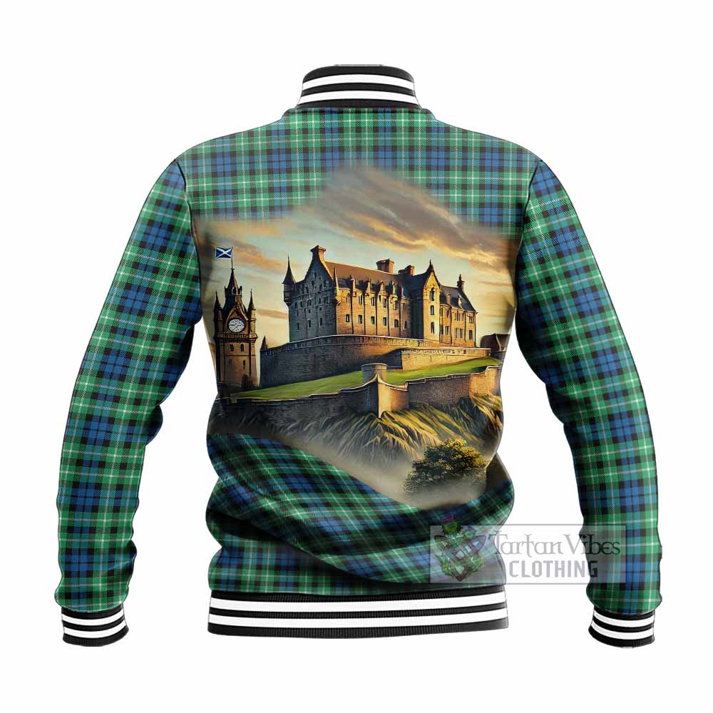 Tartan Vibes Clothing Graham Tartan Family Crest Baseball Jacket with Scottish Ancient Castle Style