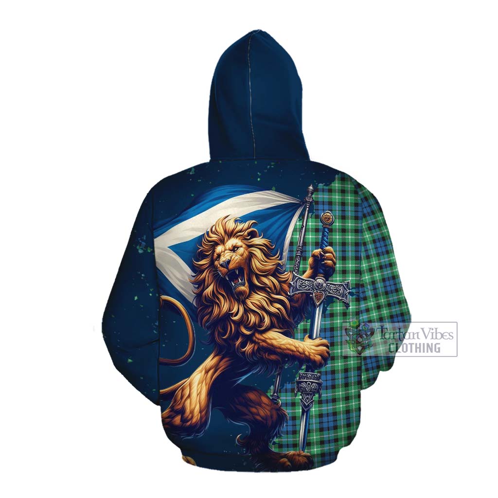 Tartan Vibes Clothing Graham Tartan Family Crest Cotton Hoodie with Scottish Majestic Lion