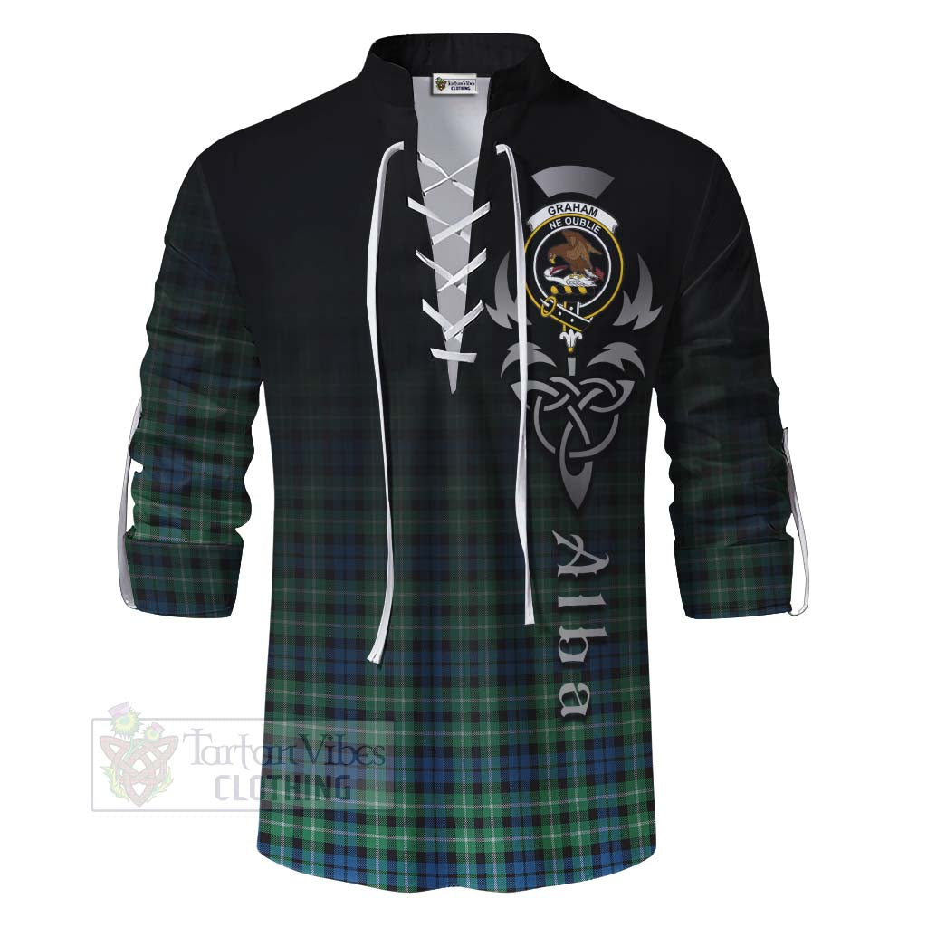 Tartan Vibes Clothing Graham Tartan Ghillie Kilt Shirt Featuring Alba Gu Brath Family Crest Celtic Inspired