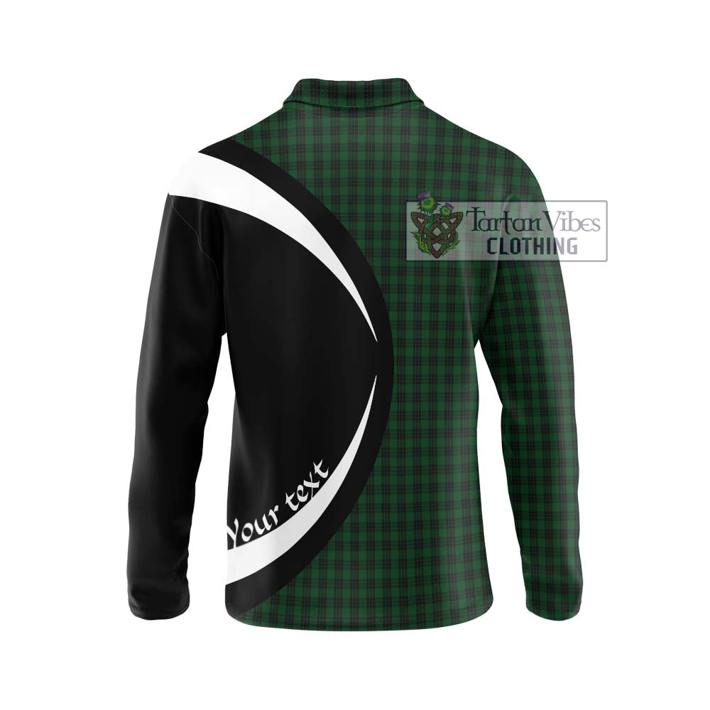 Graham Tartan Long Sleeve Polo Shirt with Family Crest Circle Style - Tartan Vibes Clothing