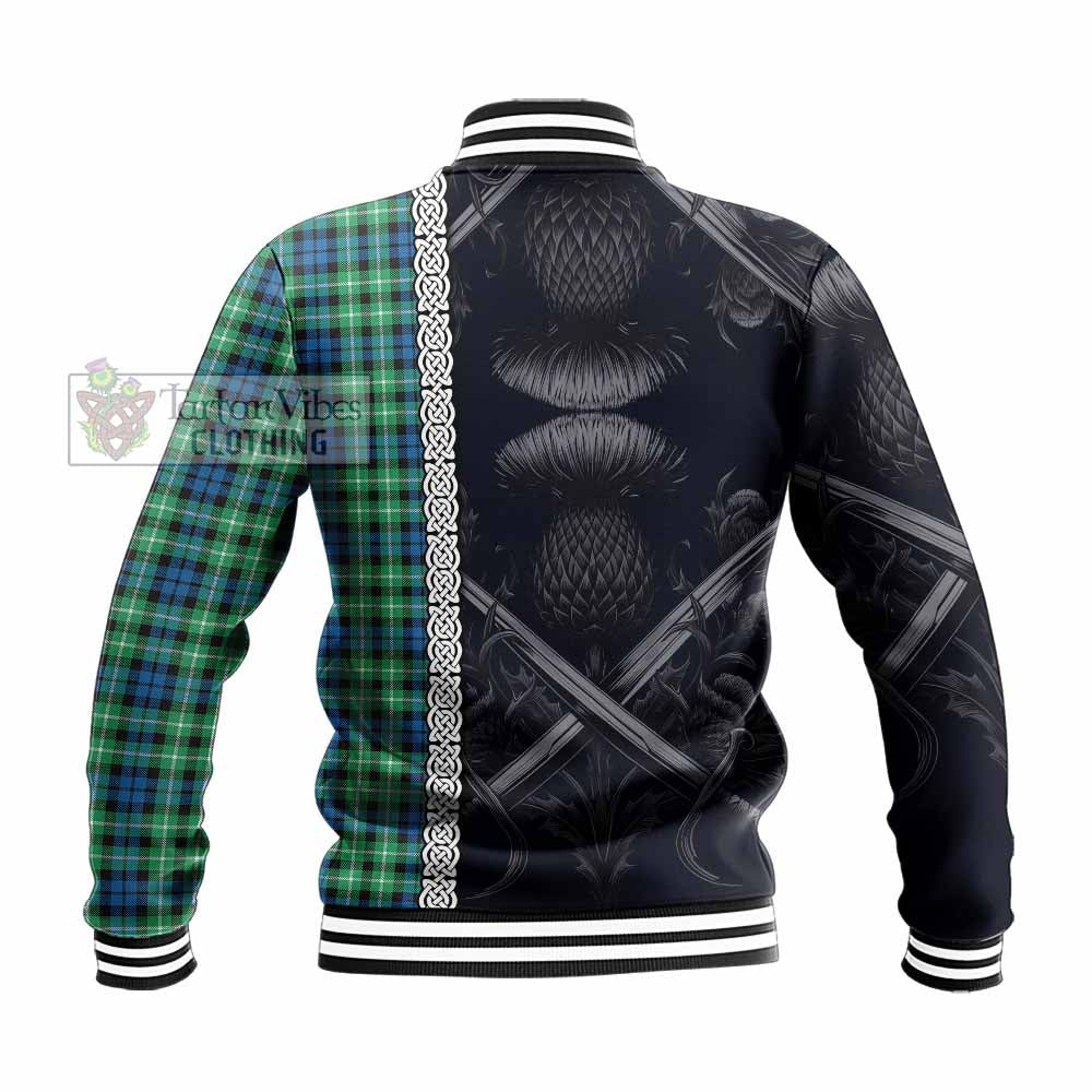 Tartan Vibes Clothing Graham Tartan Baseball Jacket with Family Crest Cross Sword Thistle Celtic Vibes