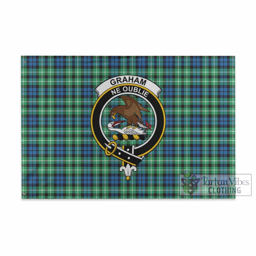 Tartan Vibes Clothing Graham Tartan House Flag with Family Crest