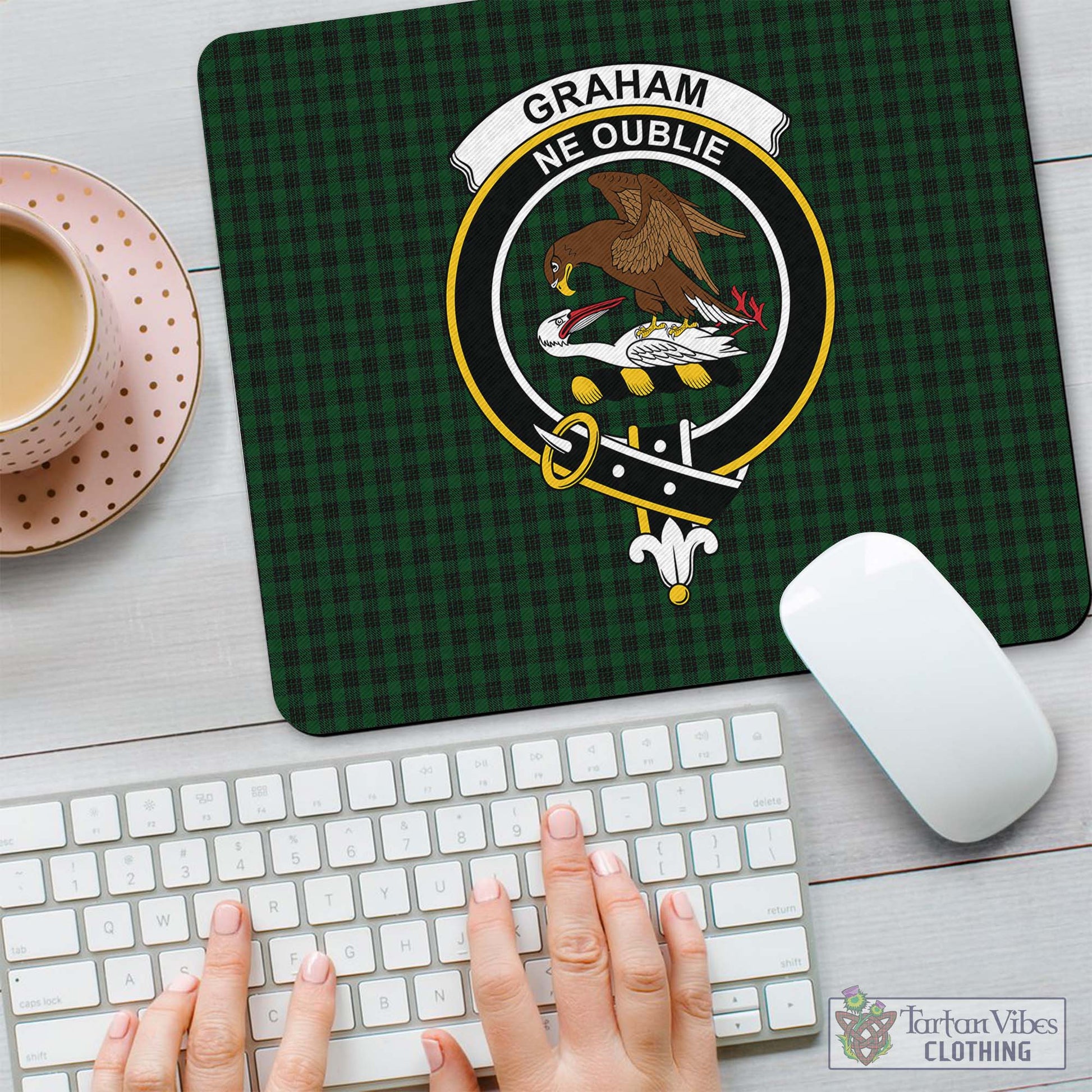 Tartan Vibes Clothing Graham Tartan Mouse Pad with Family Crest