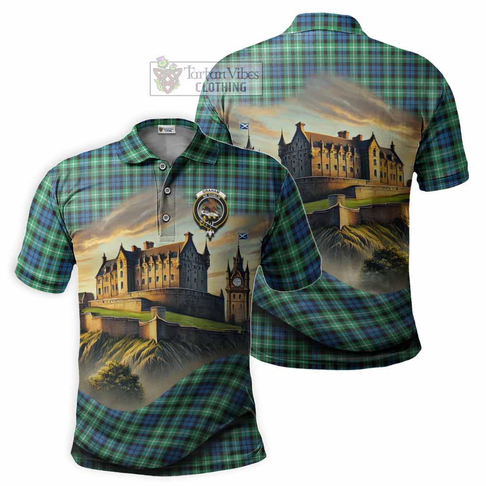 Tartan Vibes Clothing Graham Tartan Family Crest Polo Shirt with Scottish Ancient Castle Stype