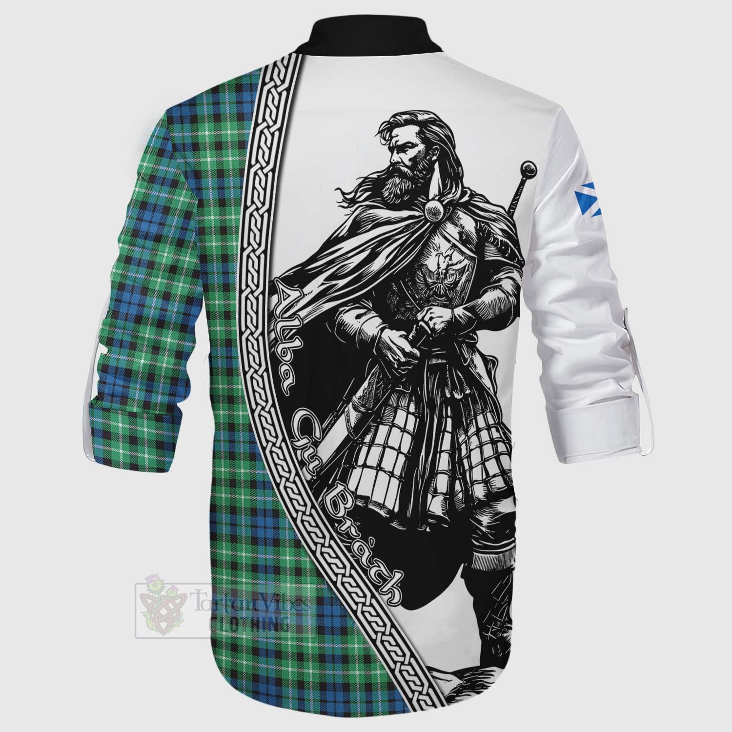 Tartan Vibes Clothing Graham Tartan Clan Crest Ghillie Kilt Shirt with Highlander Warrior Celtic Style
