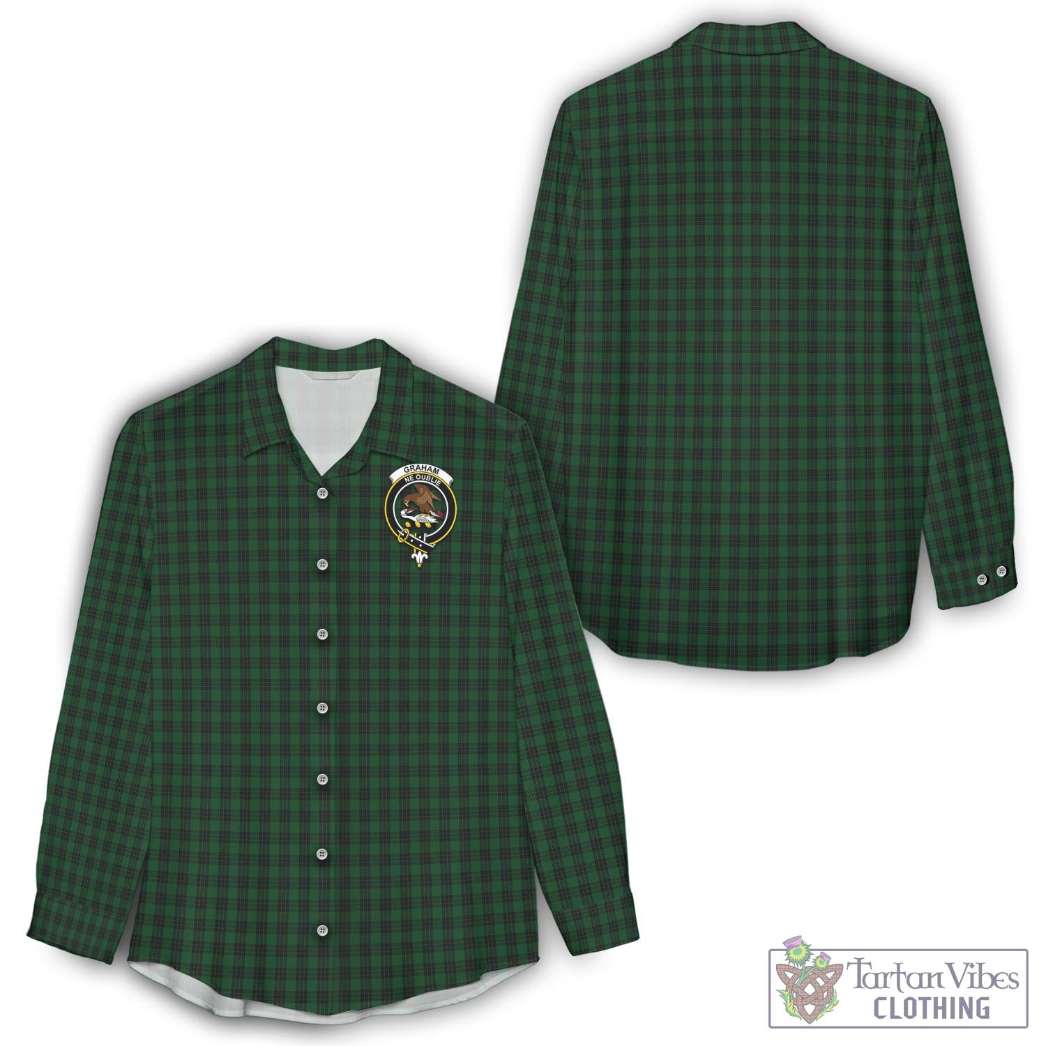 Tartan Vibes Clothing Graham Tartan Womens Casual Shirt with Family Crest