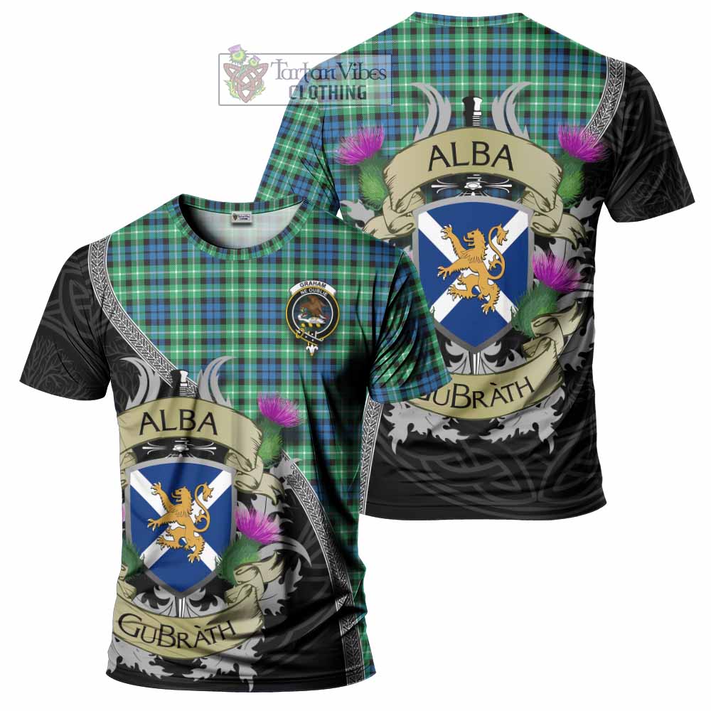 Tartan Vibes Clothing Graham Tartan Family Crest T-Shirt Lion Rampant Royal Thistle Shield Celtic Inspired