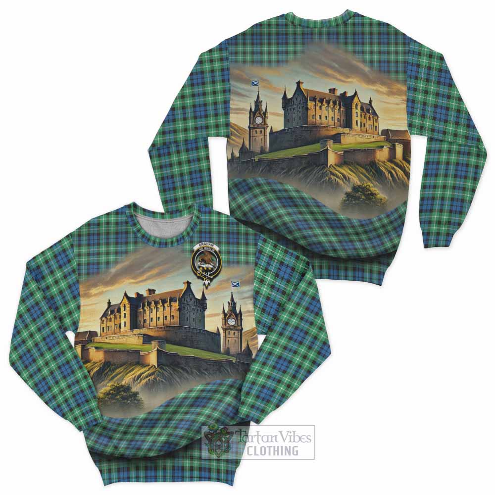 Tartan Vibes Clothing Graham Tartan Family Crest Sweatshirt with Scottish Ancient Castle Style