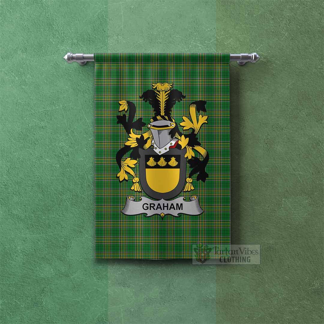 Tartan Vibes Clothing Graham Irish Clan Tartan Gonfalon, Tartan Banner with Coat of Arms