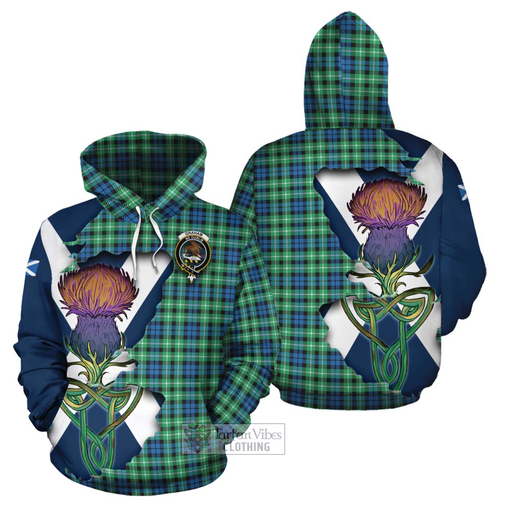 Tartan Vibes Clothing Graham Tartan Family Crest Cotton Hoodie Scottish Thistle Celtic Inspired