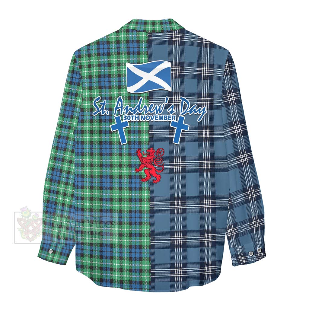 Tartan Vibes Clothing Graham Tartan Women's Casual Shirt Happy St. Andrew's Day Half Tartan Style