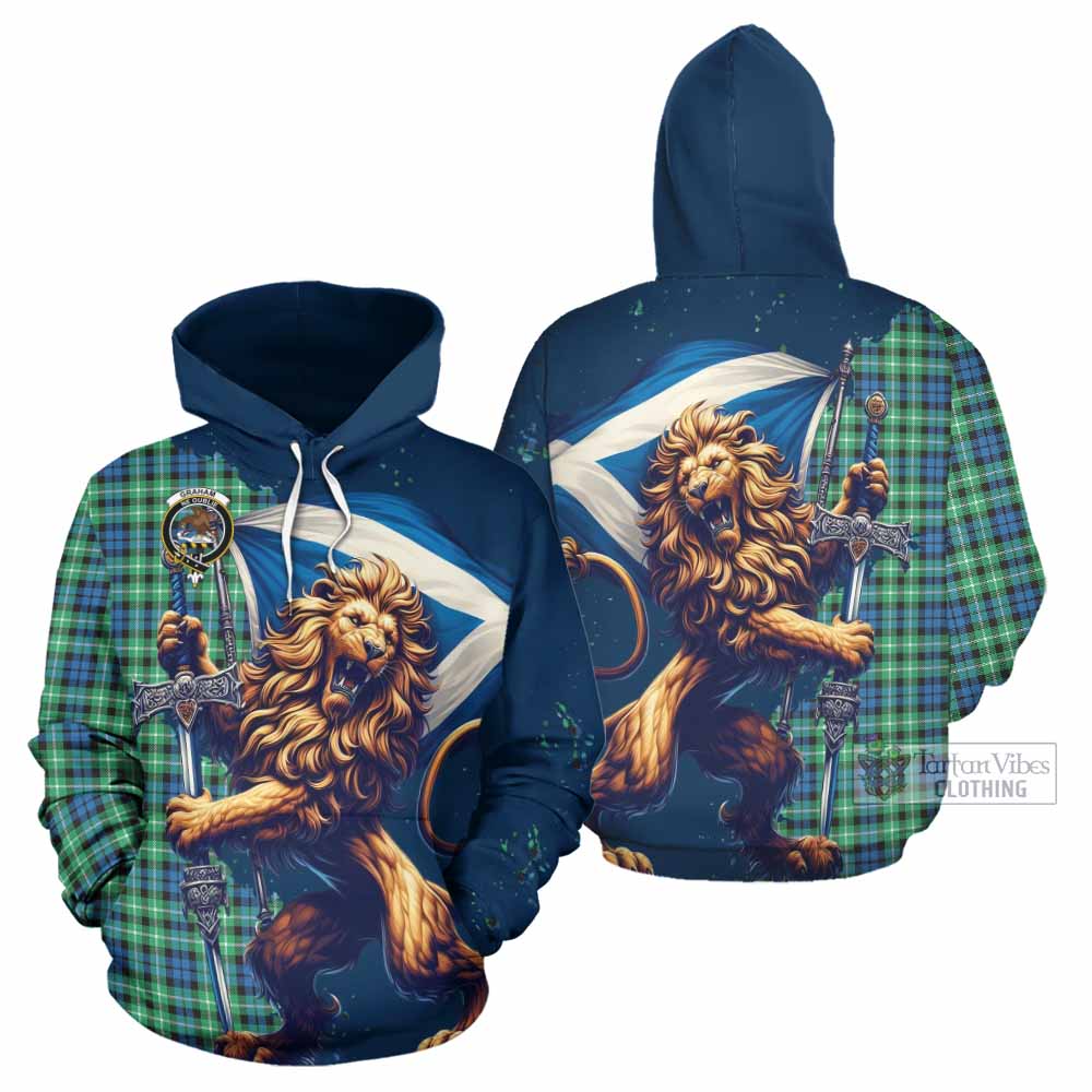 Graham Tartan Family Crest Hoodie with Scottish Majestic Lion