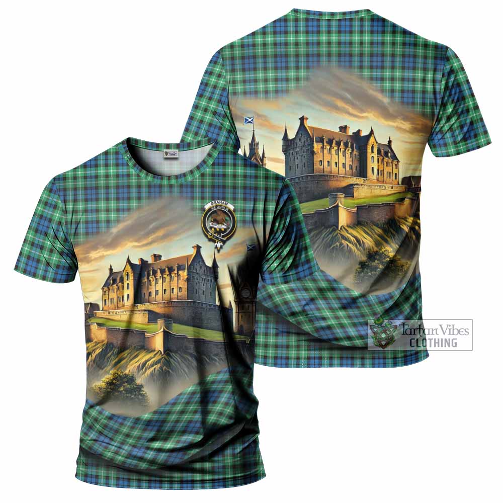 Tartan Vibes Clothing Graham Tartan Family Crest T-Shirt with Scottish Ancient Castle Stype