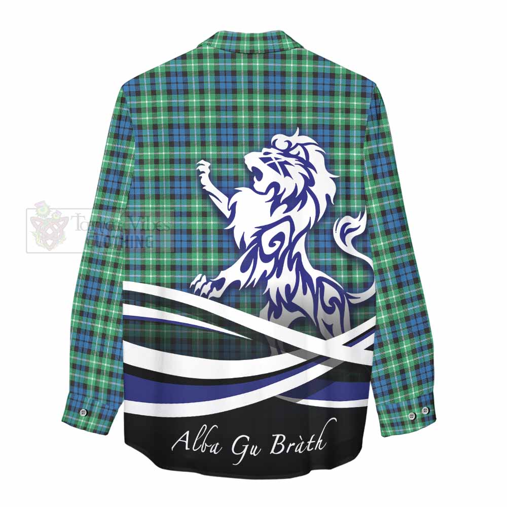 Tartan Vibes Clothing Graham Tartan Women's Casual Shirt with Alba Gu Brath Regal Lion Emblem
