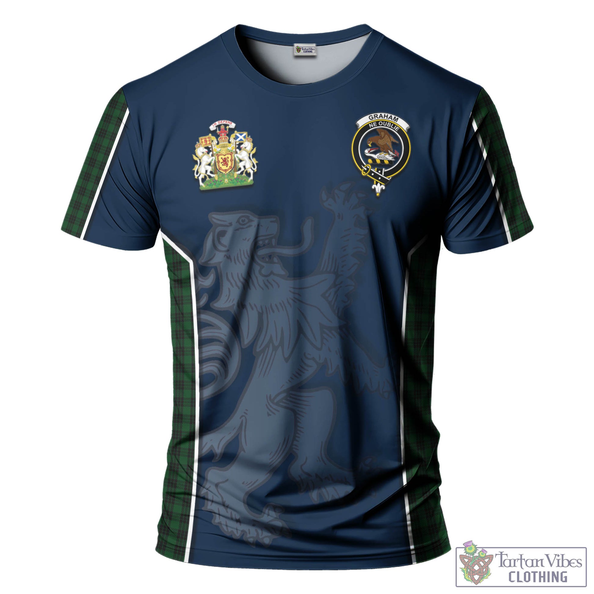 Tartan Vibes Clothing Graham Tartan T-Shirt with Family Crest and Lion Rampant Vibes Sport Style