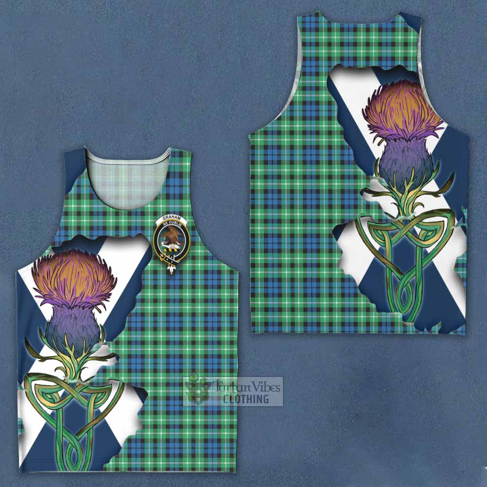Tartan Vibes Clothing Graham Tartan Family Crest Men's Tank Top Scottish Thistle Celtic Inspired