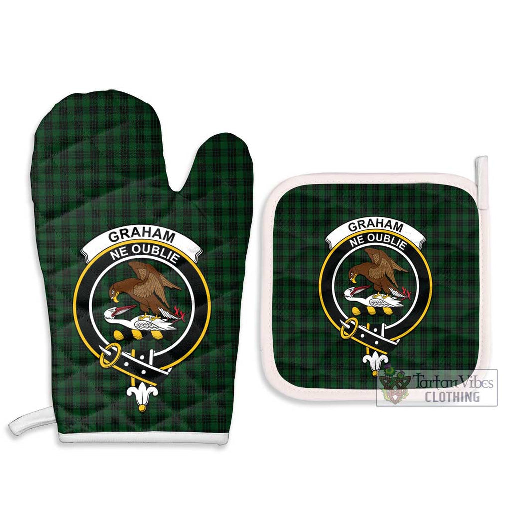 Graham Tartan Combo Oven Mitt & Pot-Holder with Family Crest Combo 1 Oven Mitt & 2 Pot-Holder White - Tartan Vibes Clothing