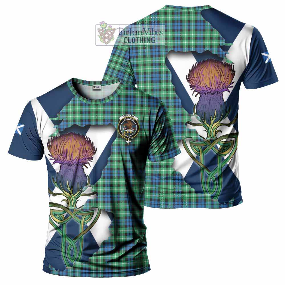 Tartan Vibes Clothing Graham Tartan Family Crest T-Shirt Scottish Thistle Celtic Inspired