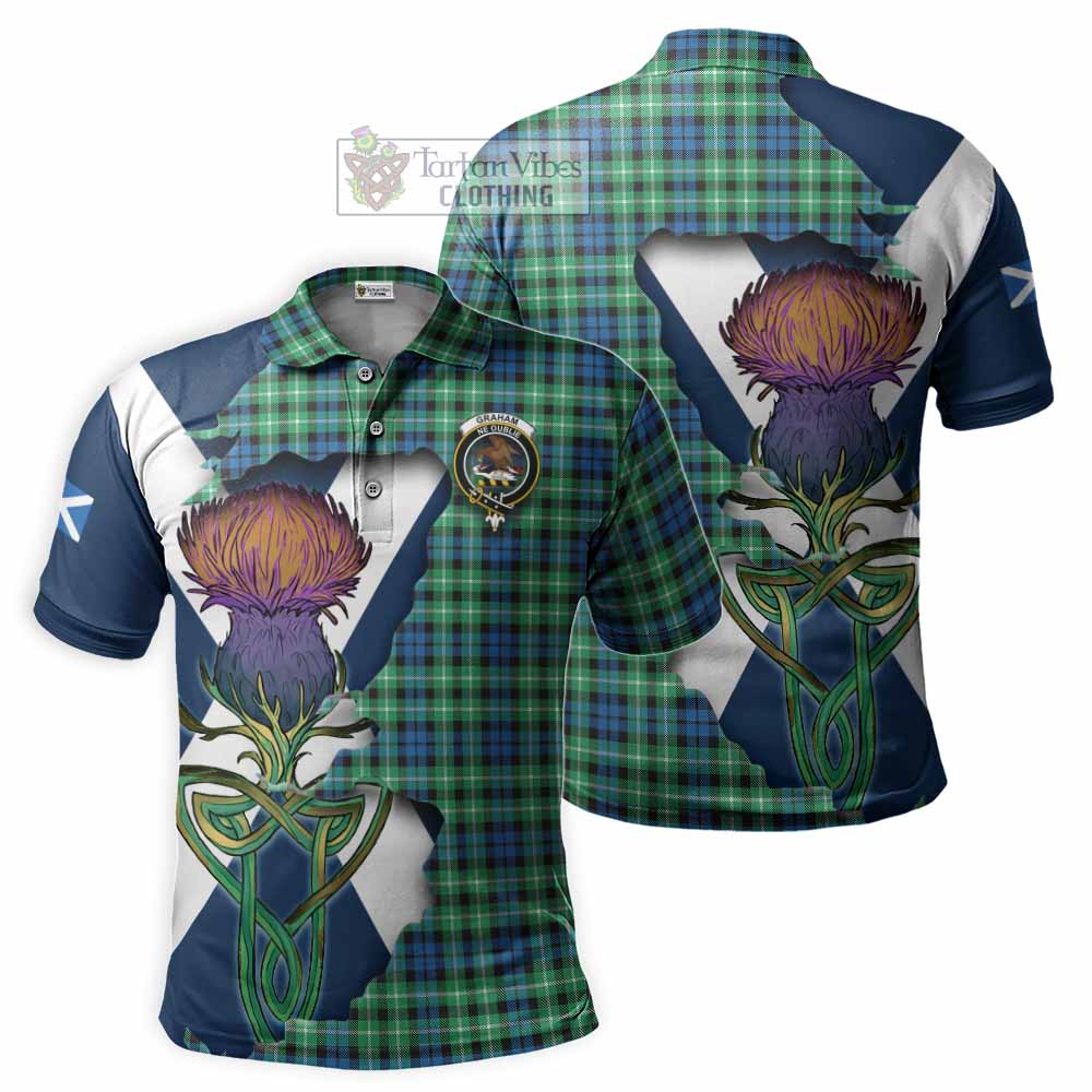 Tartan Vibes Clothing Graham Tartan Family Crest Polo Shirt Scottish Thistle Celtic Inspired