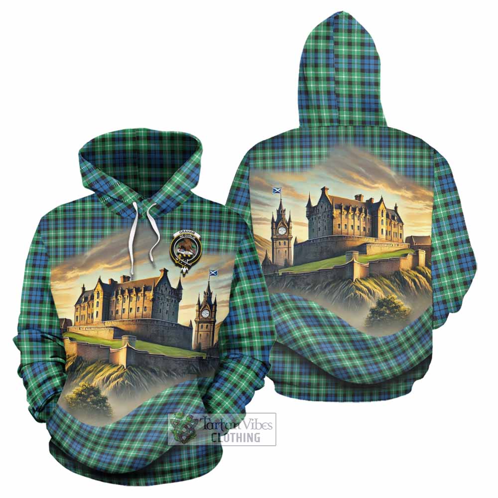 Tartan Vibes Clothing Graham Tartan Family Crest Hoodie with Scottish Ancient Castle Style