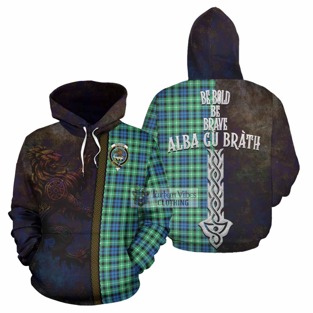 Tartan Vibes Clothing Graham Tartan Family Crest Hoodie Alba Gu Brath Be Brave Lion Ancient Style