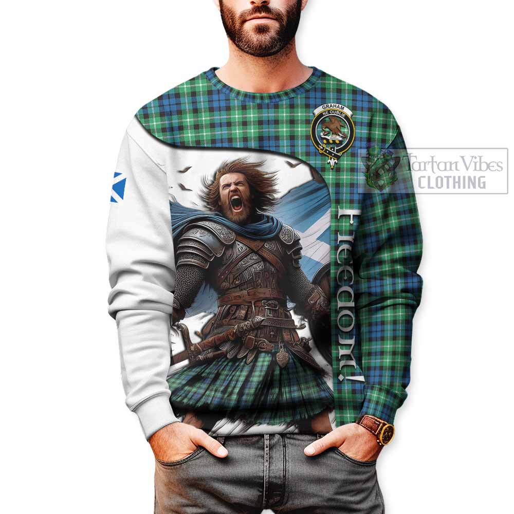 Tartan Vibes Clothing Graham Crest Tartan Sweatshirt Inspired by the Freedom of Scottish Warrior