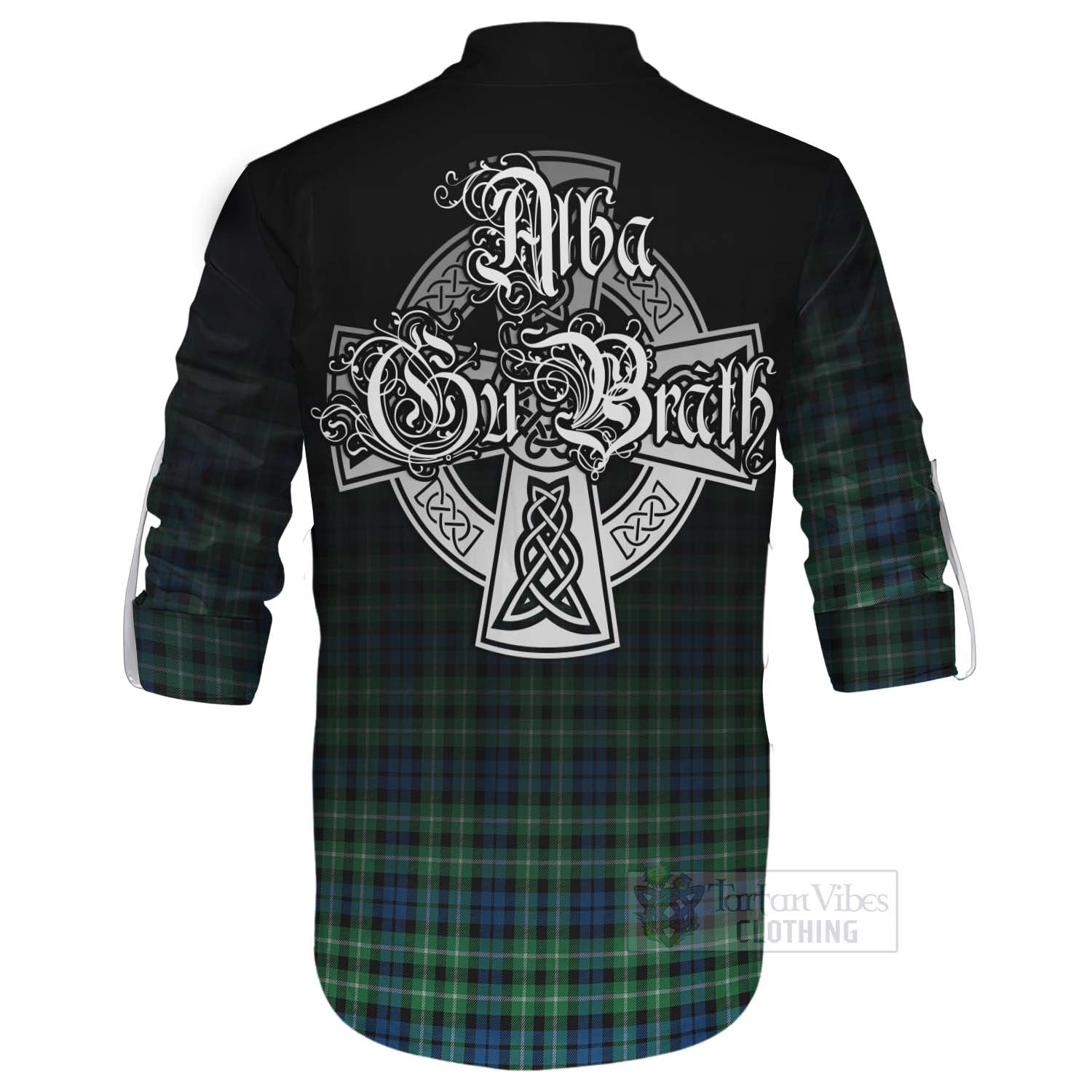 Tartan Vibes Clothing Graham Tartan Ghillie Kilt Shirt Featuring Alba Gu Brath Family Crest Celtic Inspired