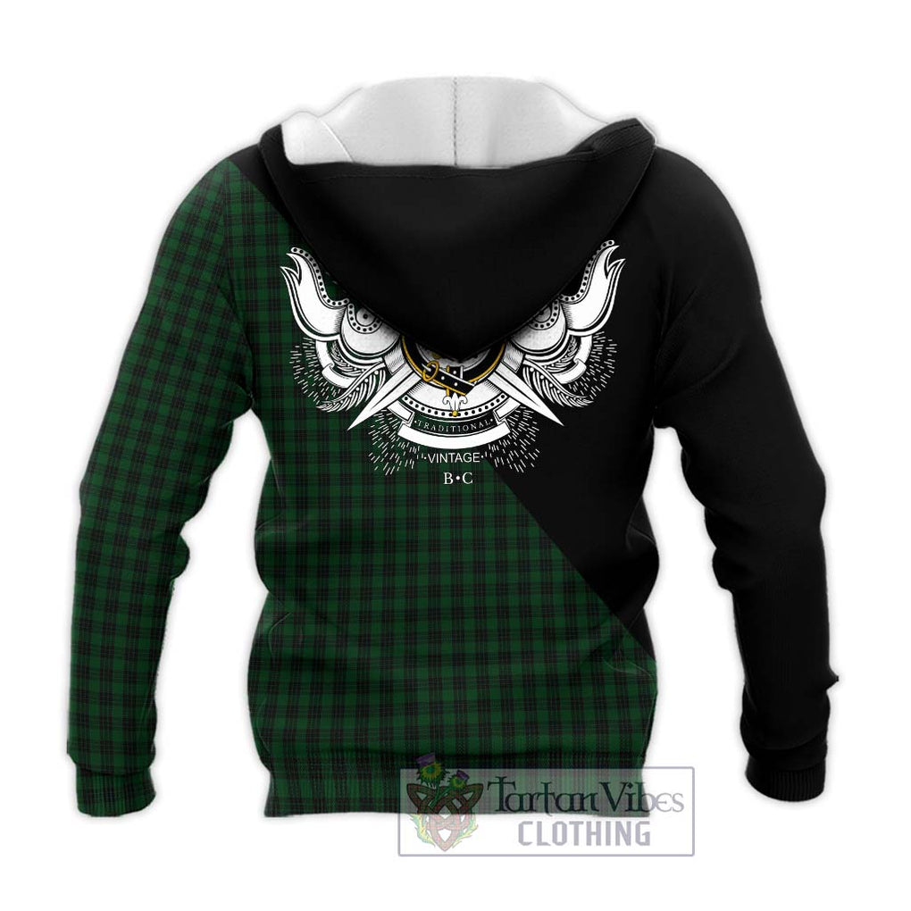 Graham Tartan Knitted Hoodie with Family Crest and Military Logo Style - Tartanvibesclothing Shop