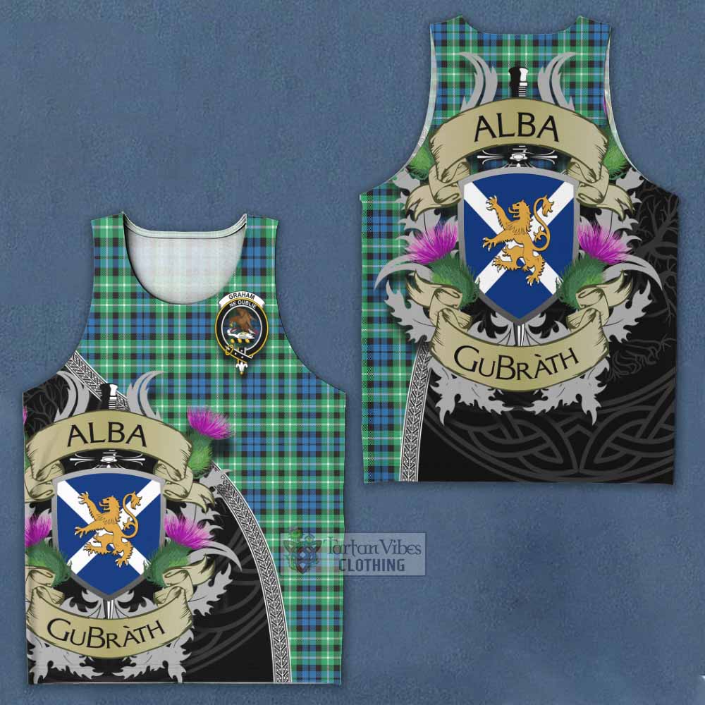 Tartan Vibes Clothing Graham Tartan Family Crest Men's Tank Top Lion Rampant Royal Thistle Shield Celtic Inspired