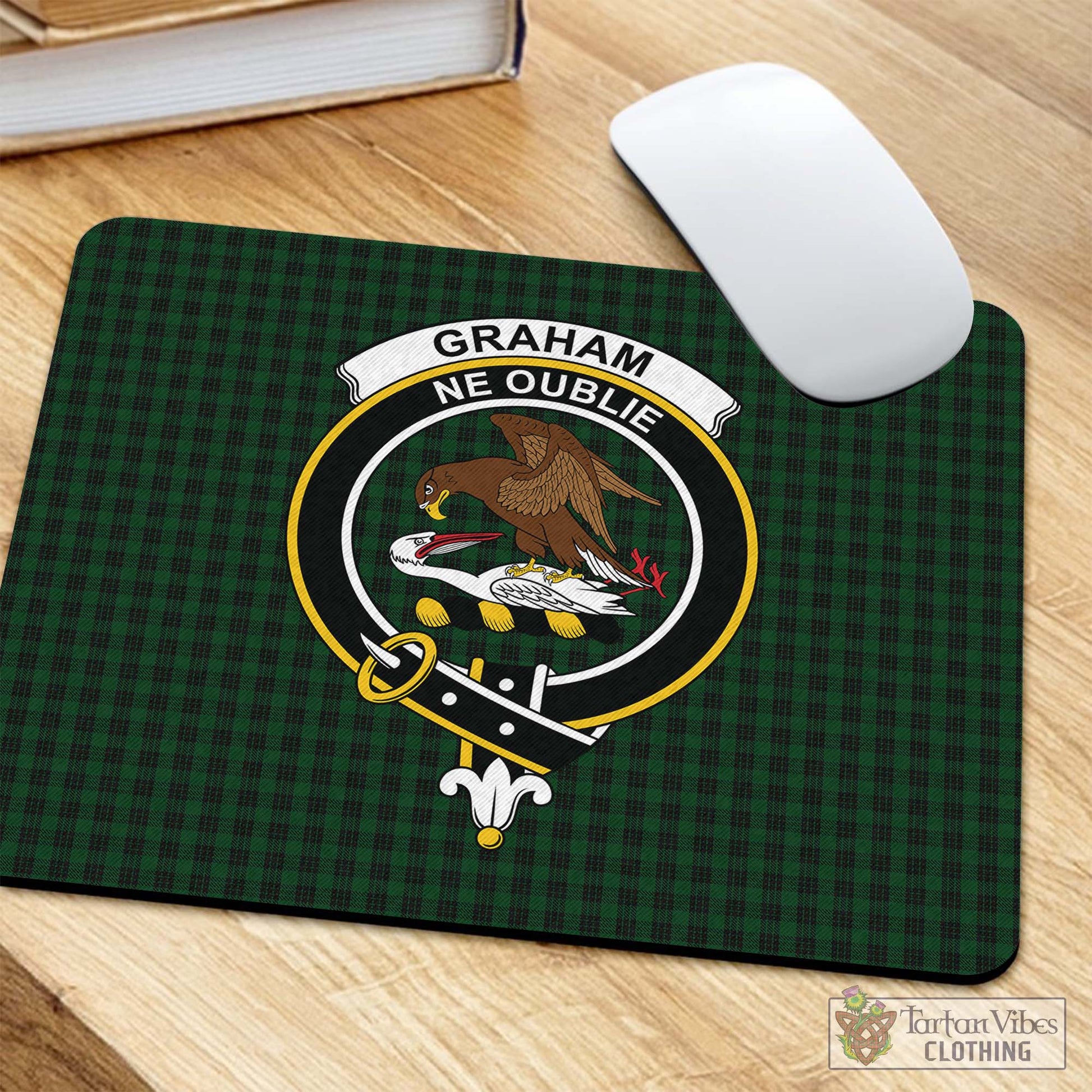 Tartan Vibes Clothing Graham Tartan Mouse Pad with Family Crest