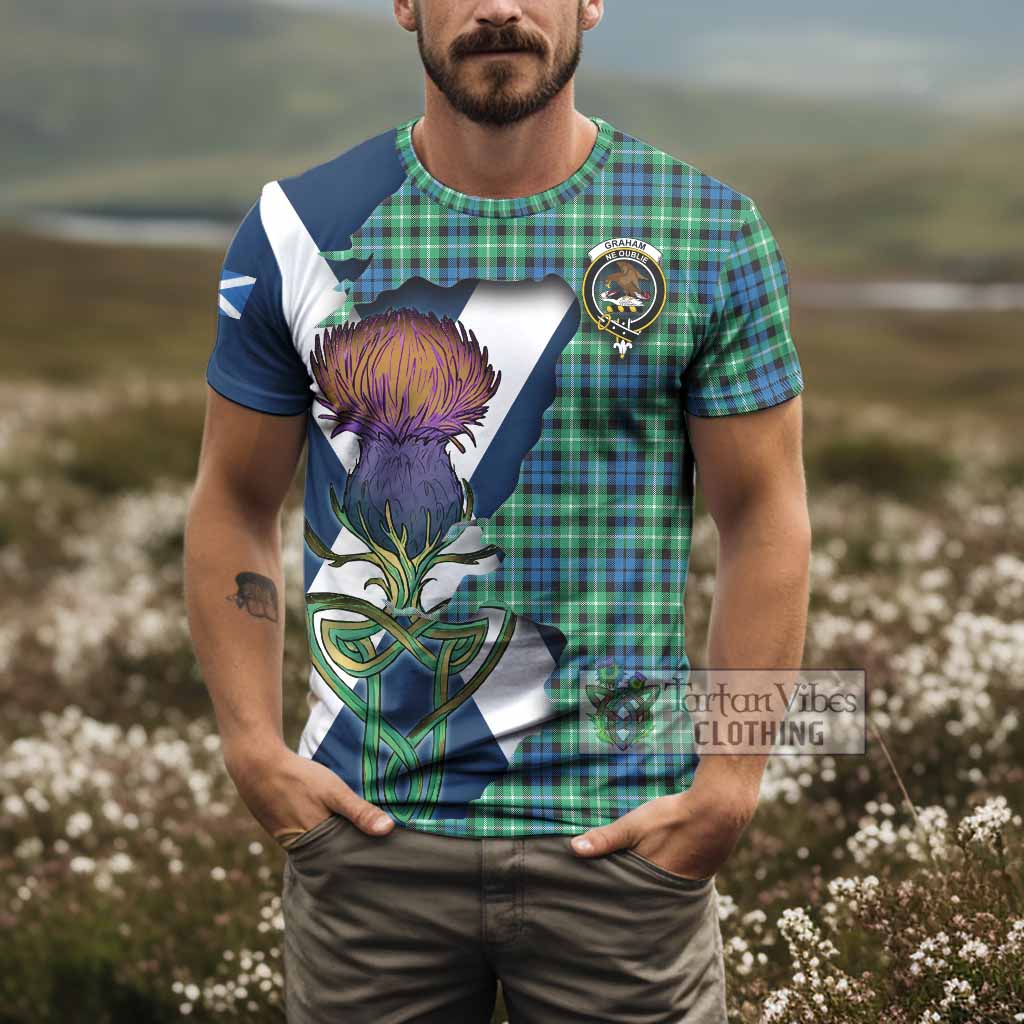 Tartan Vibes Clothing Graham Tartan Family Crest T-Shirt Scottish Thistle Celtic Inspired